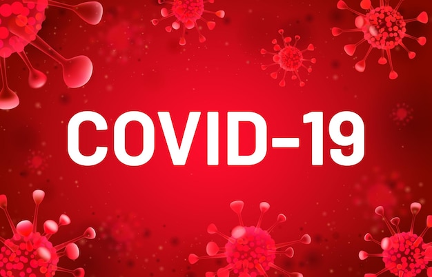 Bannière Covid-19 Avec Virus Rouge Flottant. Cellules De Coronavirus, épidémie D'infection