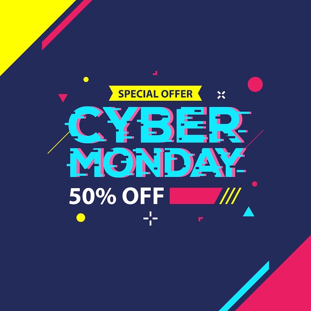 Bannière Cyber ​​monday Sale Avec Fond Géométrique Tendance