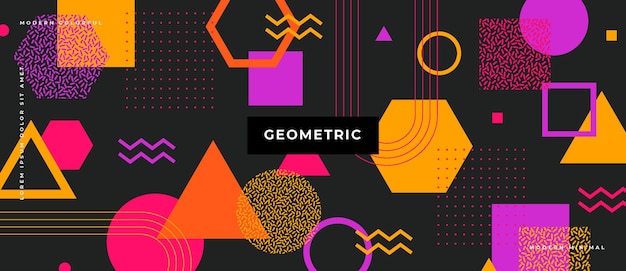Bannière De Dégradé D'éléments Géométriques Abstraits à La Mode.