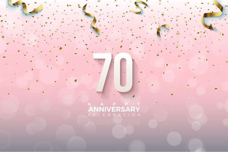 Vecteur bannière du 70e anniversaire avec illustration de décoration très festive.