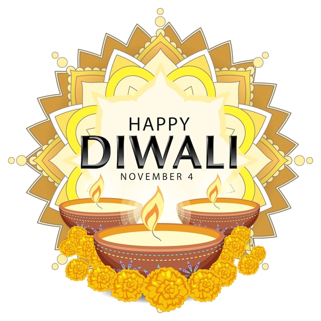 Bannière Du Festival Indien Happy Diwali