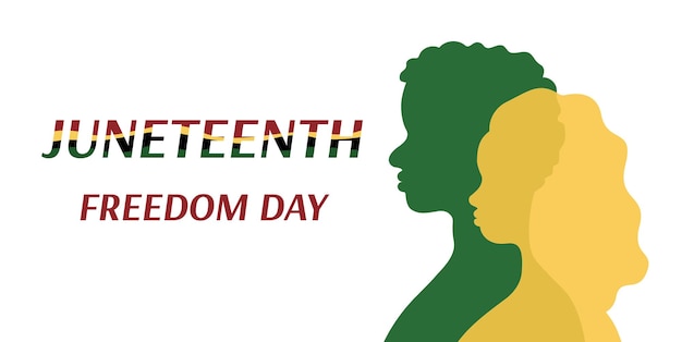 Bannière Du Jour De La Liberté Du 19 Juin Silhouettes De Personnes Afro-américaines Homme Et Femme Africains