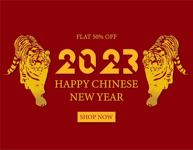 Bannière Du Site Web Du Nouvel An Chinois 2023 Avec Des Tigres