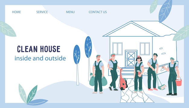 Bannière du site Web d'une entreprise de nettoyage Bannière Web d'un service de nettoyage de maison et de jardin