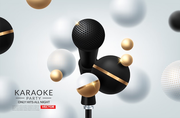 Bannière Du Thème De La Fête Karaoké Avec Des Microphones.