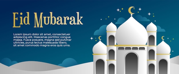 Bannière Eid Al Adha Moubarak Mosquée Blanche