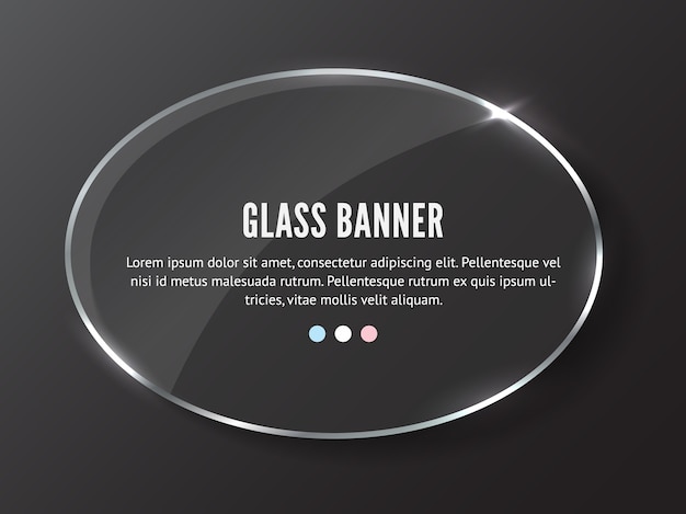 Bannière Ellipse En Verre Réaliste. Plaque Transparente