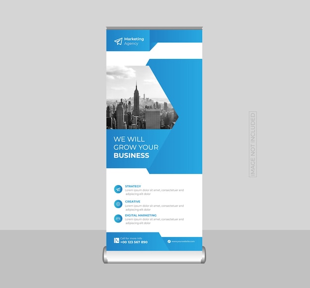 Bannière Enroulable D'entreprise Ou Bannière De Stand Ou Carte De Support Ou Modèle De Conception De Flyer Et De Signalisation Dl