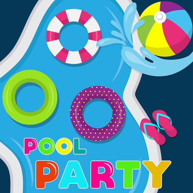 Vecteur bannière d'été joyeux pool party vector