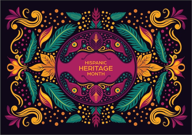 Bannière Festive Et Carte Postale Colorée Avec Un Design D'inspiration Folklorique Célébrant Le Mois Du Patrimoine Hispanique