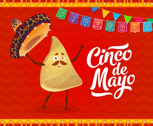 Vecteur bannière de fête mexicaine du cinco de mayo avec des nachos