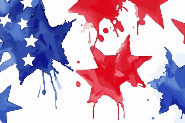 Bannière De Fond Abstrait Avec Des Touches D'aquarelle Aux Couleurs Du Drapeau Pour Les états-unis