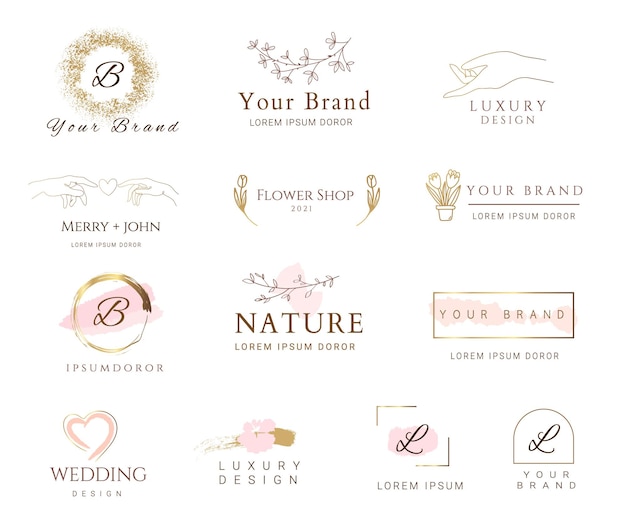 Bannière De Fond Aquarelle Logo Pour Mariage, Logo De Luxe, Bannière, Badge, Impression, Produit, Package.vect