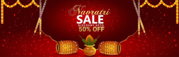 Bannière Et Fond De Vente De Navratri Heureux