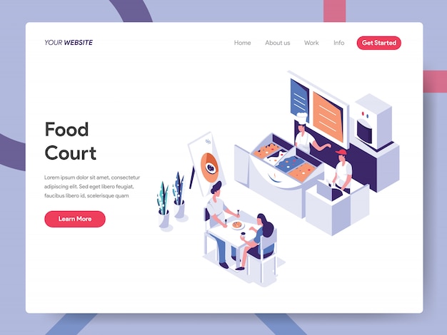 Vecteur bannière food court concept pour page web