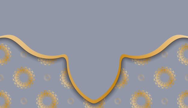 Bannière grise avec ornements en or antique et place pour votre texte