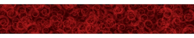 Vecteur bannière horizontale abstraite ou arrière-plan de spirales translucides réparties au hasard avec des contours en couleurs rouges.