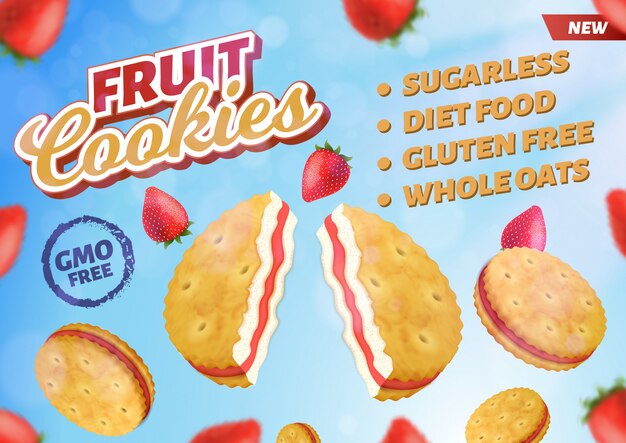 Bannière Horizontale De Biscuits Aux Fruits Sans Gluten