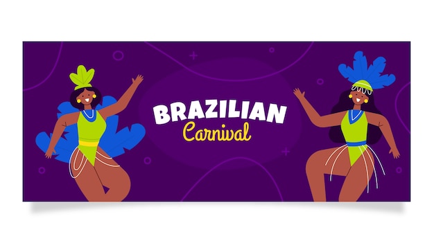 Bannière Horizontale De Carnaval Brésilien Plat