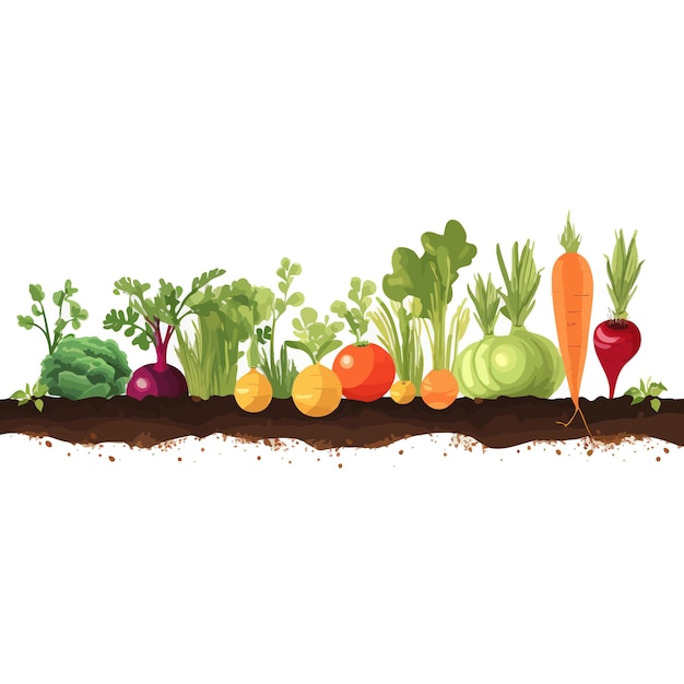 Vecteur bannière horizontale composée de légumes simples, style vectoriel plat sur fond blanc
