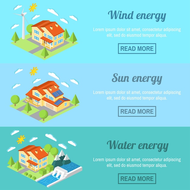 Bannière Horizontale éco-énergétique Sertie De Maisons à Faible Consommation D'énergie Panneaux Solaires Pour éoliennes
