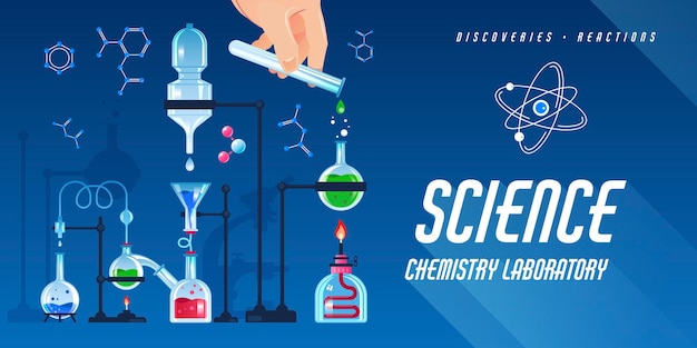 Bannière Horizontale Plate Avec équipement De Laboratoire