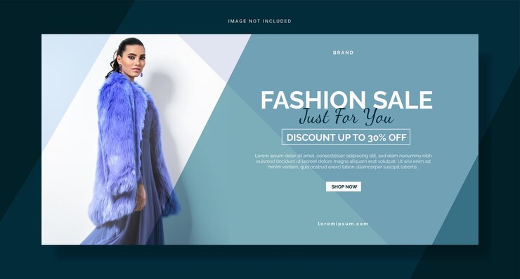Vecteur bannière horizontale de promotion de vente de mode moderne