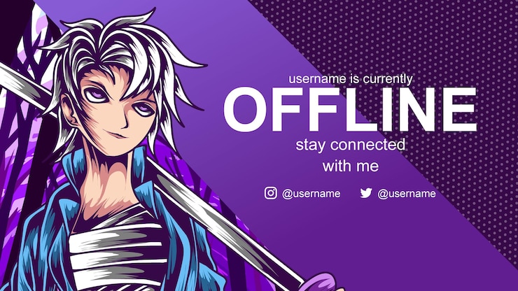 Vecteur bannière hors ligne anime pour twitch