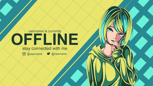 Bannière Hors Ligne De Chaux Anime Girl Pour Twitch