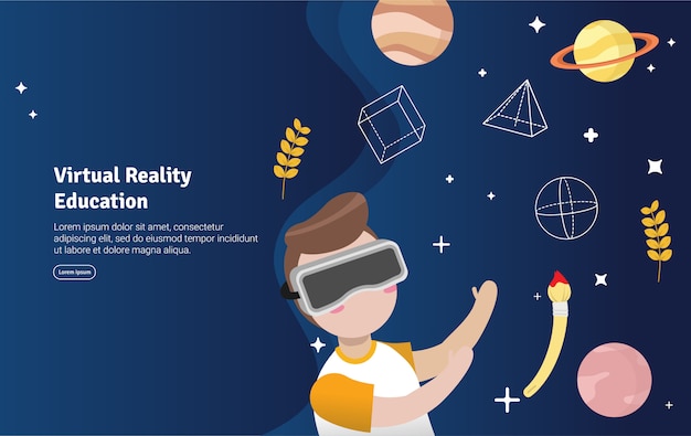 Bannière Illustration De Concept D'éducation à La Réalité Virtuelle