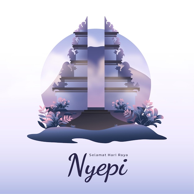 Vecteur bannière d'illustration nyepi pour publication instagram