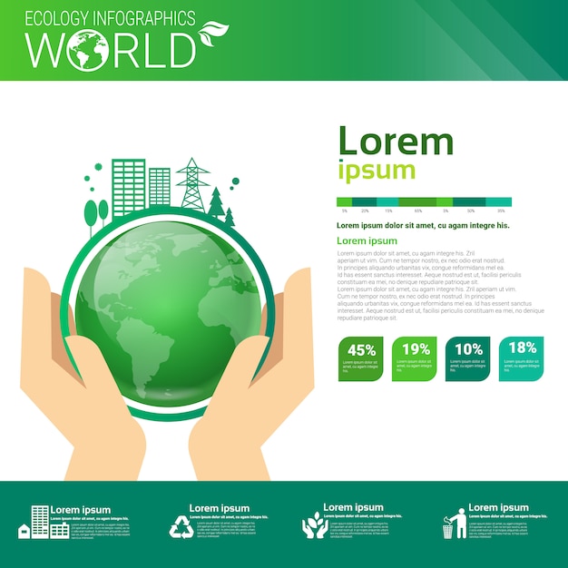 Bannière D'infographie D'écologie D'énergie Verte De Protection De L'environnement Mondial Avec L'espace De Copie