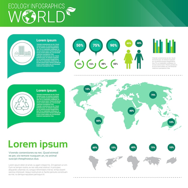 Vecteur bannière d'infographie d'écologie d'énergie verte de protection de l'environnement mondial avec l'espace de copie