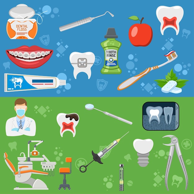 Vecteur bannière et infographie des services dentaires