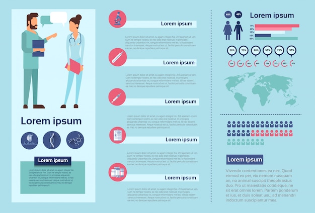 Vecteur bannière d'information sur l'infographie en médecine avec espace de copie