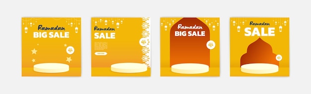 Bannière Islamique Du Ramadan Avec Un Thème Jaune élégant Parfait Pour Introduire Et Commercialiser Des Produits