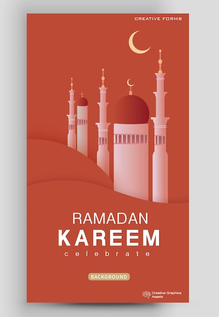 Bannière Islamique Pour Le Ramadan Kareem Pour Le Flux Ou La Publication Sur Les Réseaux Sociaux