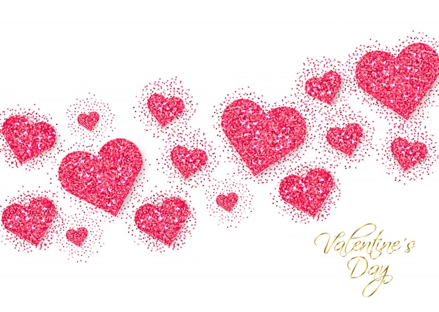 Bannière De Jour De Valentine De Coeurs De Paillettes Roses