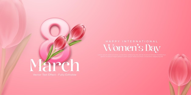 Bannière De La Journée De La Femme Du 8 Mars Avec Une Fleur De Tulipe En Arrière-plan