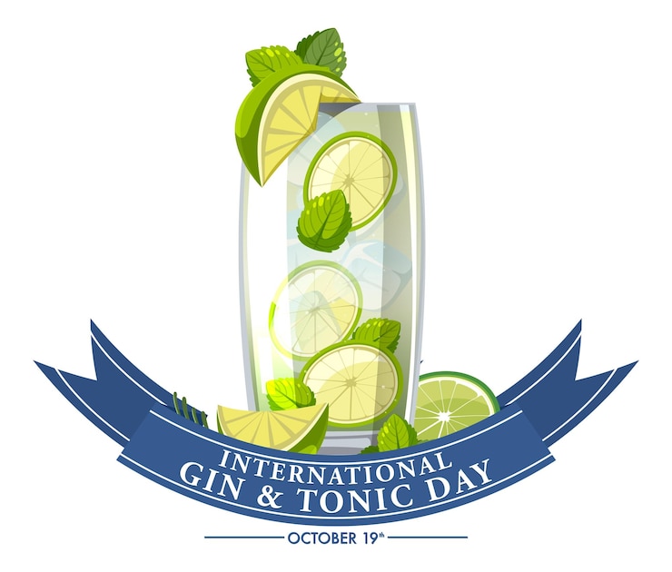 Vecteur bannière de la journée internationale du gin tonic
