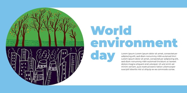 Bannière De La Journée Mondiale De L'environnement Avec Illustration De La Planète Synthèse Industrielle Et Naturelle