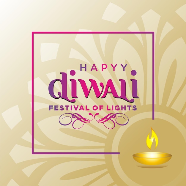Bannière de joyeux diwali de style ornemental
