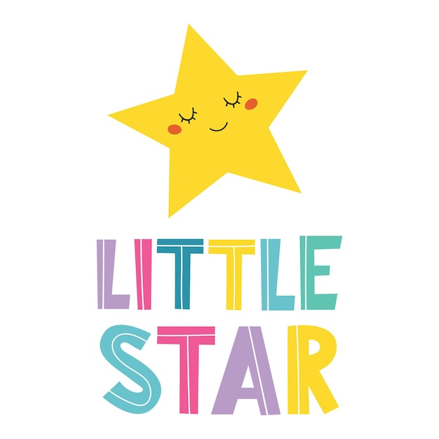 Bannière de lettrage dessiné à la main de petite étoile pour la conception d'anniversaire d'enfants Impression de bébé