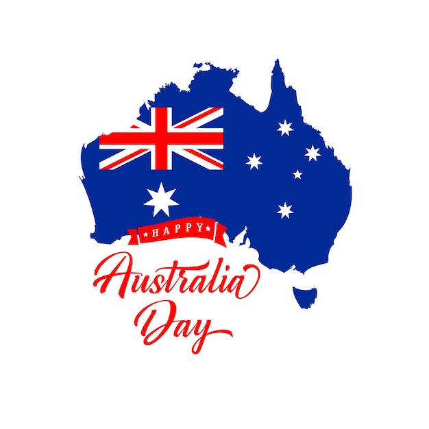 Bannière De Lettrage Happy Australia Day. Idée De Conception De T-shirt. éléments Isolés. Modèle De Conception Graphique