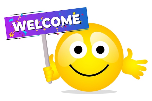 Bannière de lettre de bienvenue, affiche sur fond vibrant.
