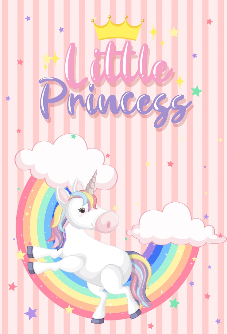 Vecteur bannière de licorne mignon sur la couleur de fond pastel