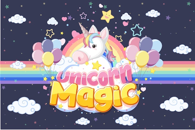 Bannière de licorne mignon sur la couleur de fond pastel