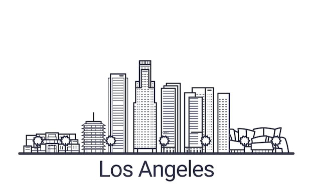 Bannière linéaire de la ville de Los Angeles. Tous les bâtiments de Los Angeles art.