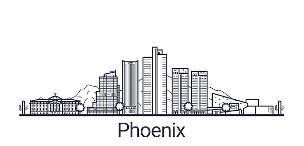 Bannière linéaire de la ville de Phoenix. Tous les bâtiments