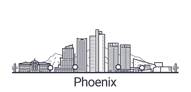 Bannière linéaire de la ville de Phoenix. Tous les bâtiments